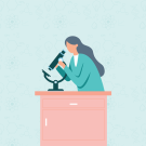 drawing of a girl looking at a microscope