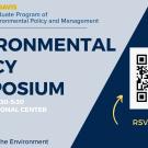Graphic with the text "Environmental Policy Symposium" with the date and location underneath "June 6, 2024 | 1:30-5:30 UCD International Center". On the right hand side is a QR code that says "RSVP today". Hosted by UC Davis Graduate Policy of Environmental Policy and Management. Sponsored by UC Davis Institute of the Environment.