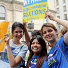 students at a climate march