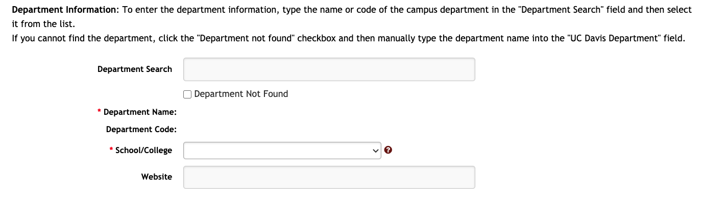 Department information on the University of California Public Engagement form