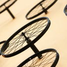 Bicycle wheels on the wall as an art piece