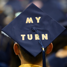 graduation cap with the words "MY TURN" on it