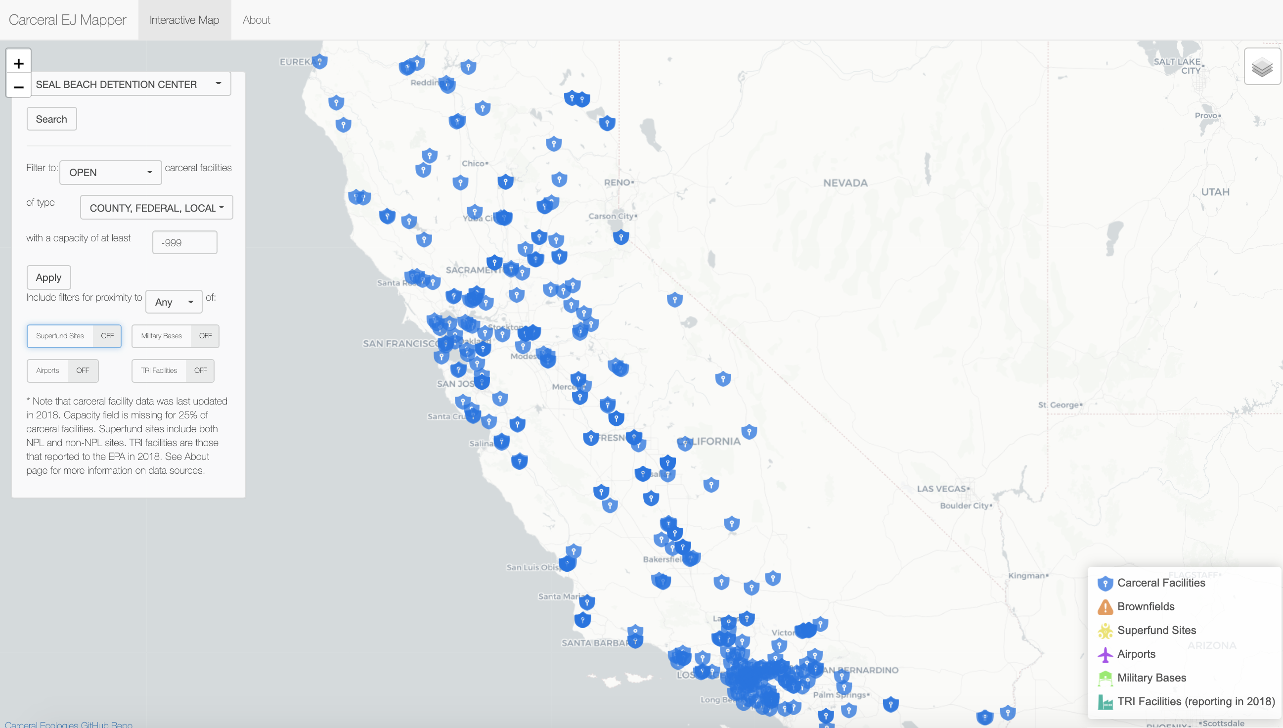 a map with little blue dots all over