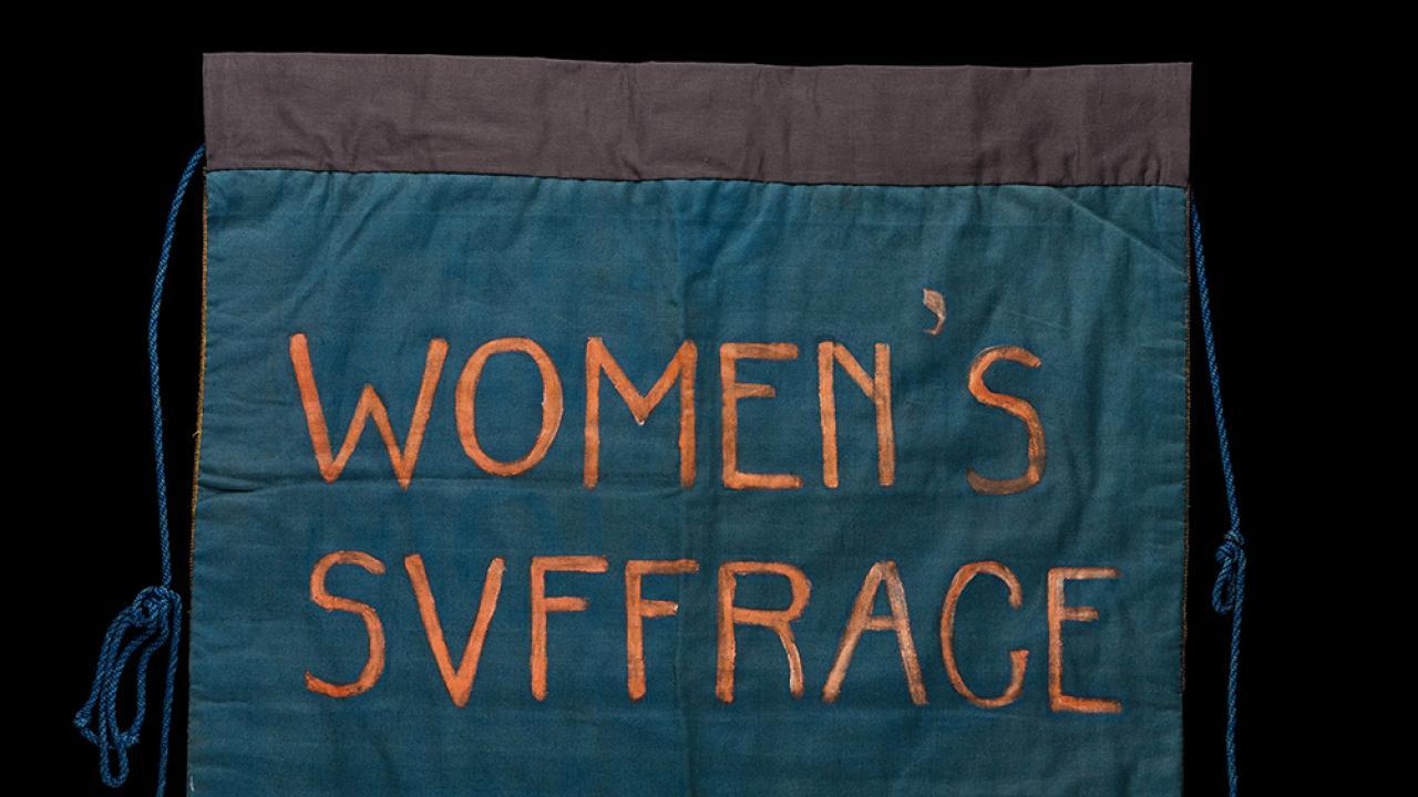 textile that says Women's Suffrage