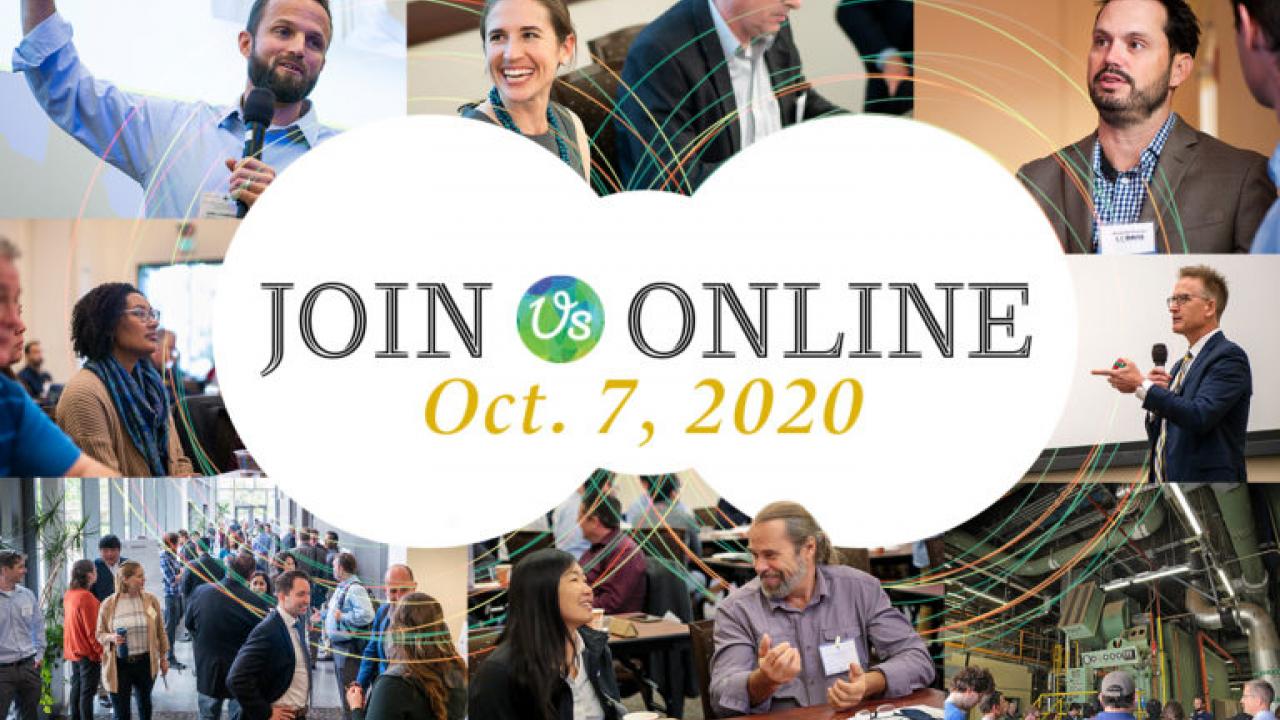 An event image with different photos in the background and text that reads: join online October 7, 2020