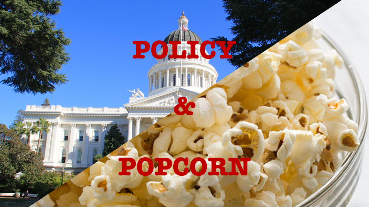 split screen with popcorn and the capitol 