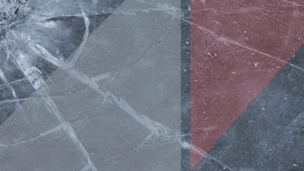 abstract broken glass and red/blue sidewalk