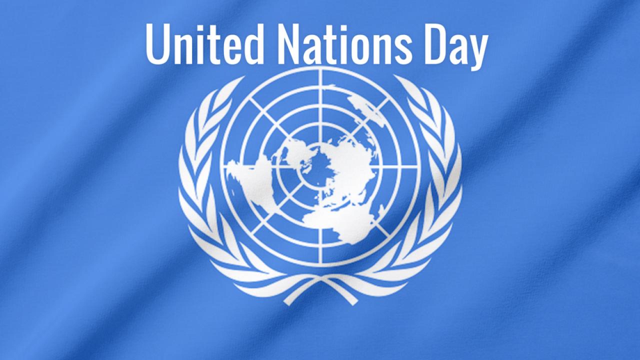 UN Flag reads united nations day