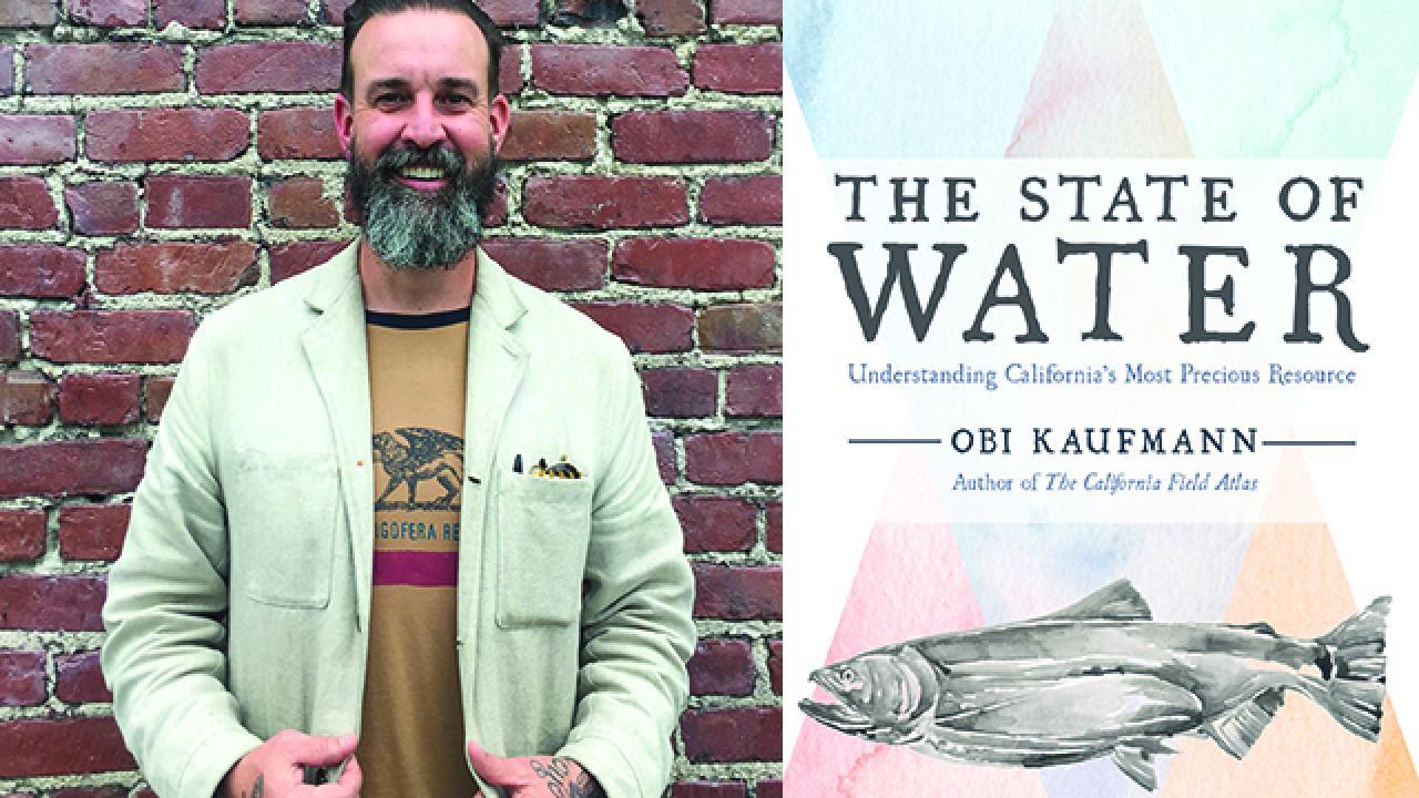a photo of a man and a book cover, the state of water