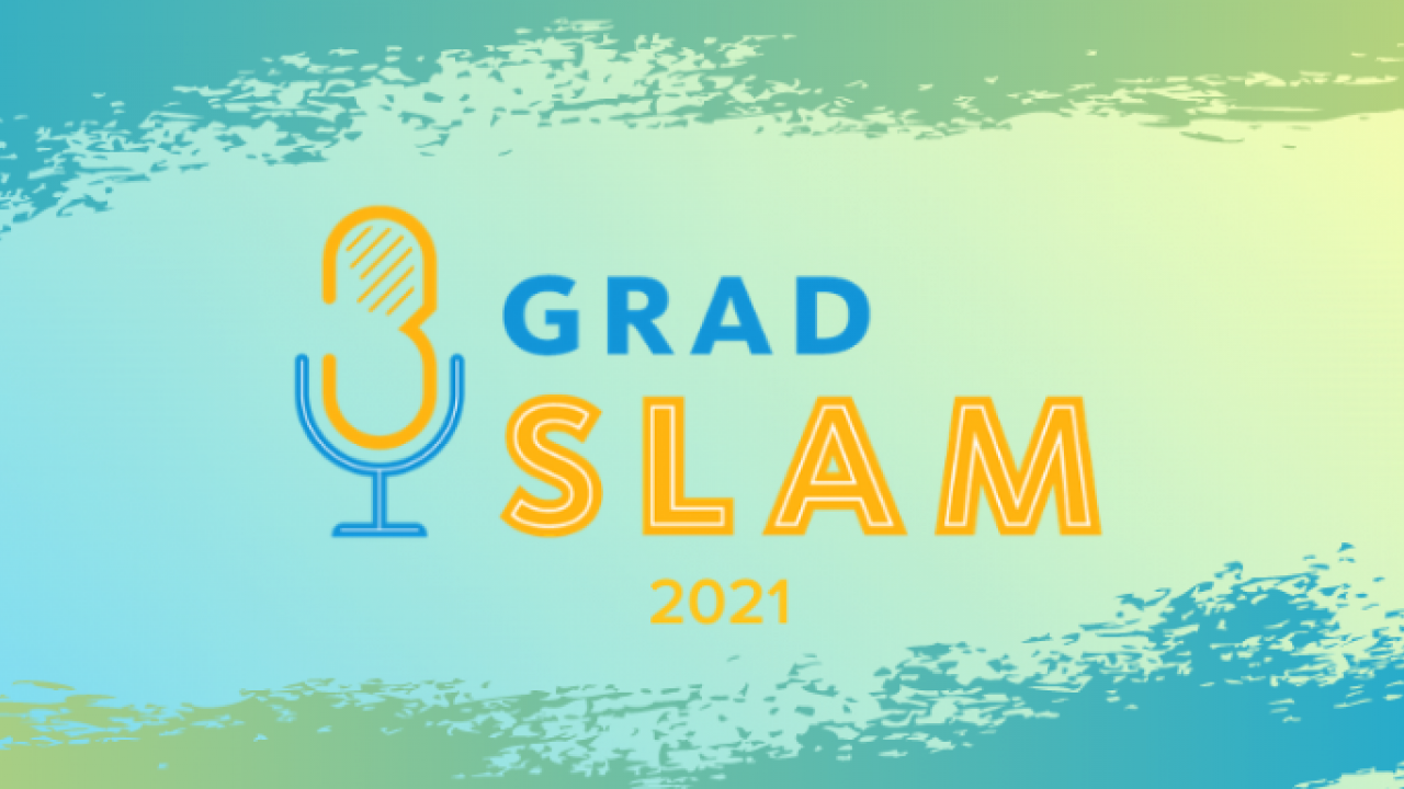 grad slam 2021 with microphone drawing