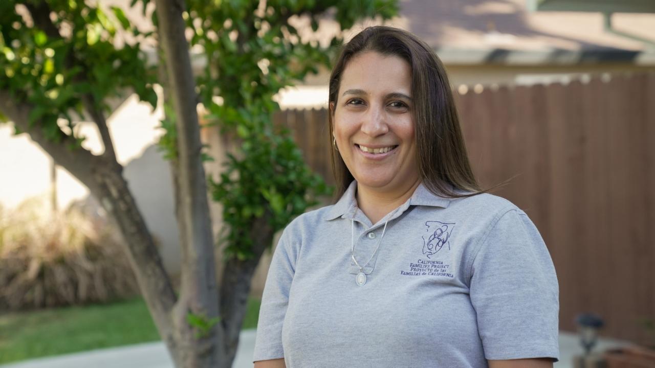 Karla Cuadros wears a California Families Project T-shirt