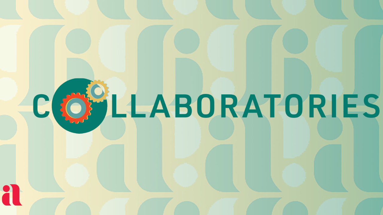 Graphic of a banner with the text "Collaboratories"