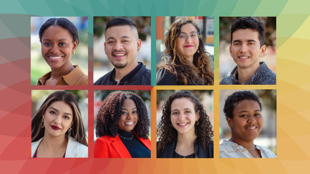 Headshots (clockwise from top left): Iesha Baldwin, Agustin Bernabe, Katia Carranza, Alec Castellanos, Atena Mena, Diamond Spratling, Zoe Temple, Ciara Thrower