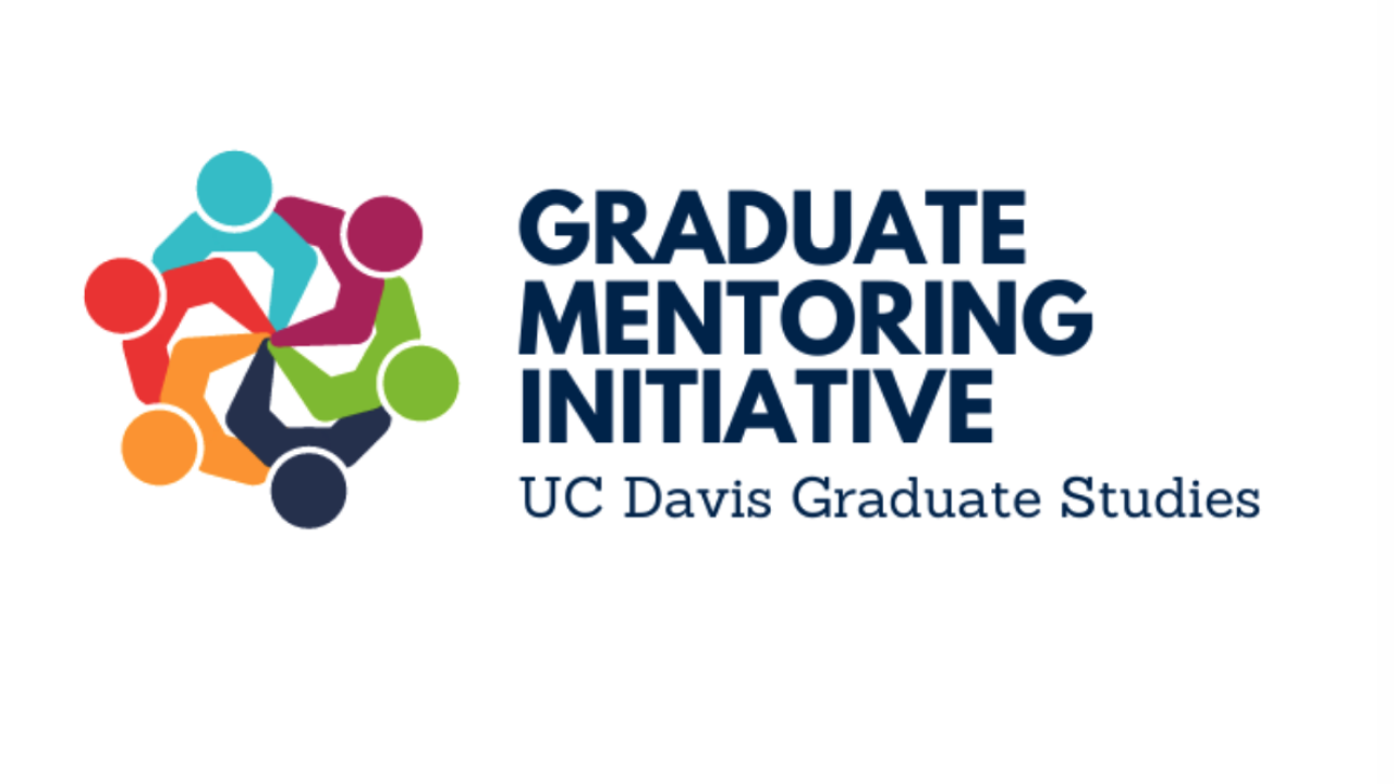 Logo that depicts clipart of different colors people together holding hands in a circle with the text "Graduate Mentoring Initative"