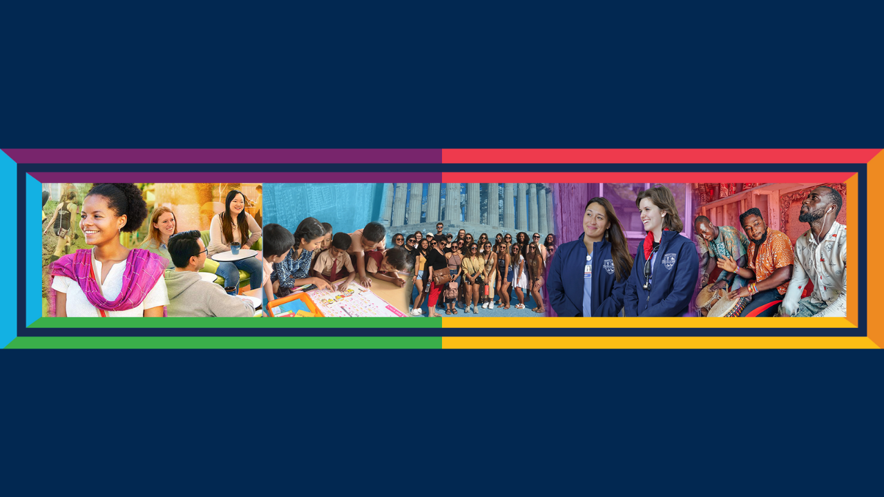 Page header graphic - Image includes multiple students engaging in global learning across the globe and locally.