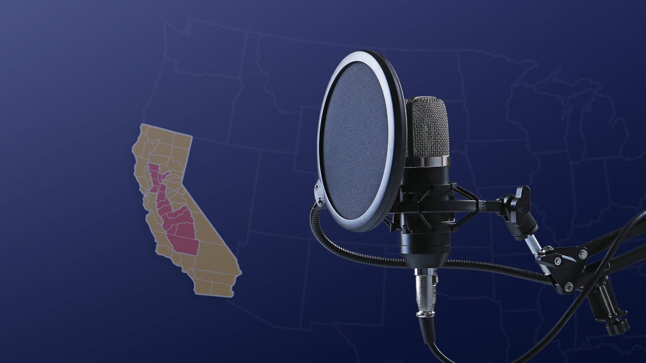 microphone close up over a USA map background