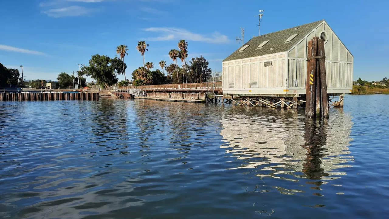 Pumping station on a river