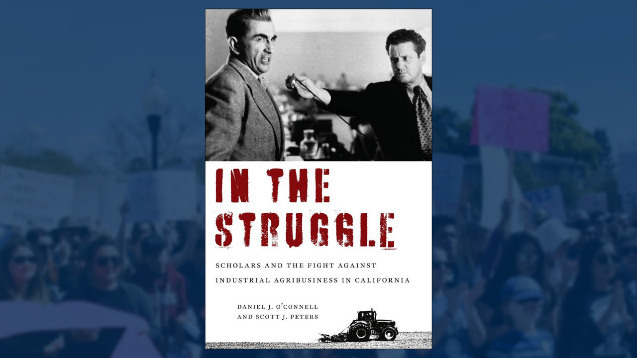 Book cover for In The Struggle featuring two men in black and white color