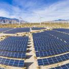 a fish eye shot of solar panels