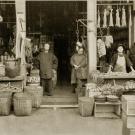 black and white image of a shop in the 1800's 