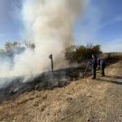 Photo of people standing at a controlled burn