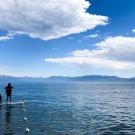 Children on paddle board in Lake Tahoe