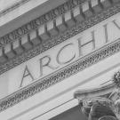 Zoomed in photo of the The National Archive building in Washington DC