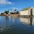 Pumping station on a river