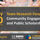 Banner that says May 20 Team Research Forum Community Engagement and Public Scholarship